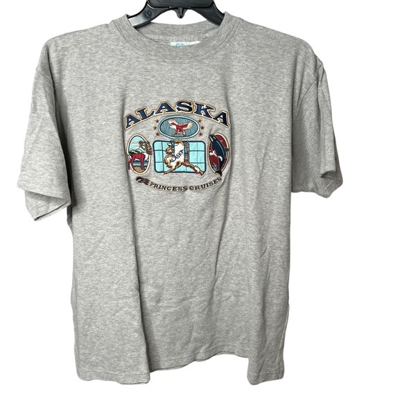Princess Cruises Alaska T-Shirt Men's XL Short Sleeve  Embroidered Logo Gray‎ - Picture 1 of 6